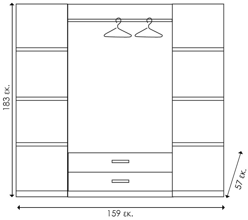 ΝΤΟΥΛΑΠΑ ΡΟΥΧΩΝ ΤΕΤΡΑΦΥΛΛΗ OLYMPUS PAKOWORLD ΧΡΩΜΑ WENGE 159X57X183ΕΚ