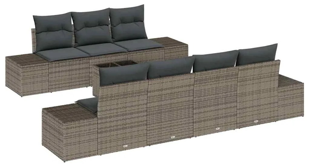vidaXL Σετ Καναπέ Κήπου 8 pcs Γκρι Πολυ ράταν