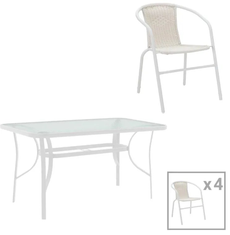 Τραπεζαρία Valor-Obbi I σετ 5τεμ μέταλλο-pe λευκό