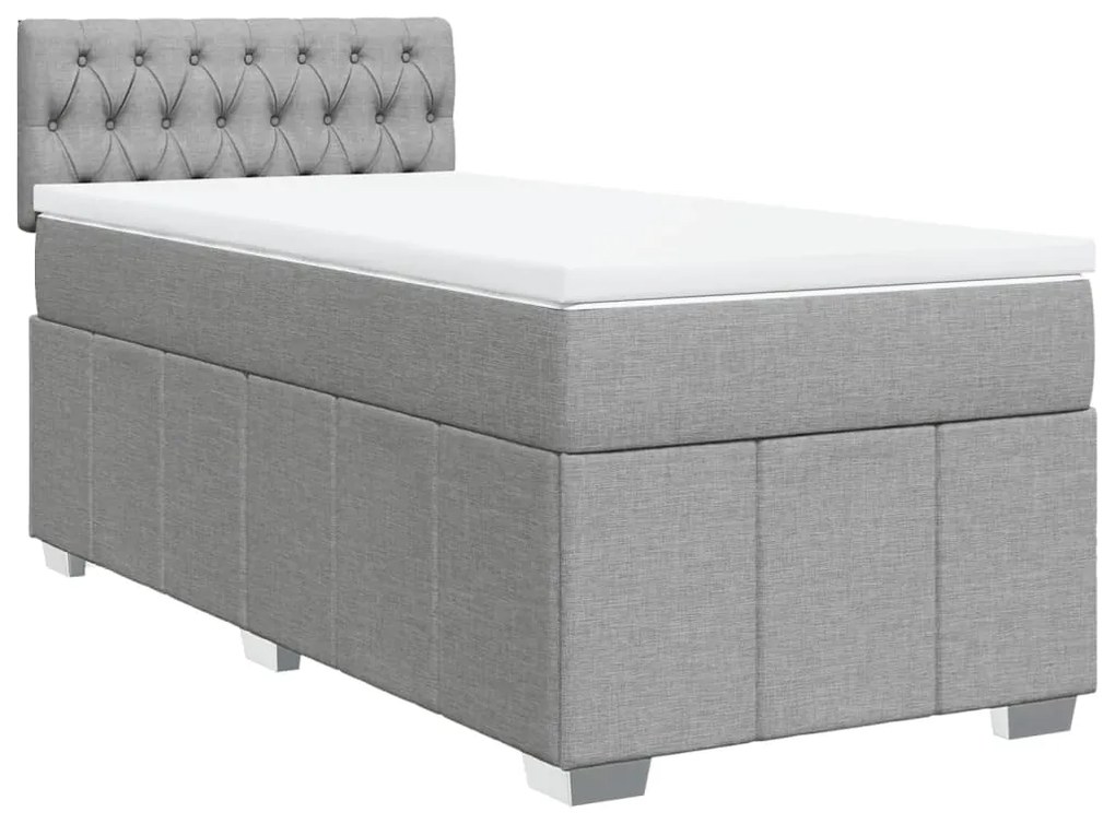 Κρεβάτι Boxspring με Στρώμα Ανοιχτό Γκρι 80x200 εκ. Υφασμάτινο - Γκρι