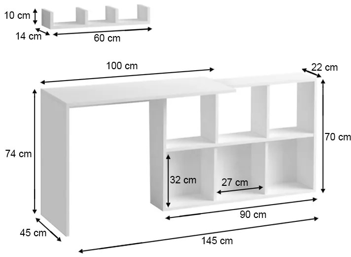 Γραφείο εργασίας Blake Megapap χρώμα λευκό 145x45x74εκ.