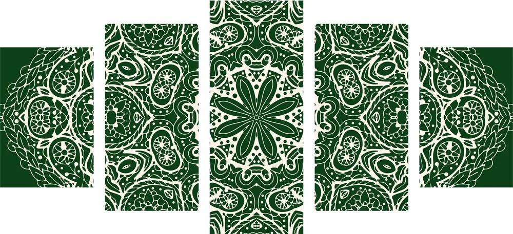 Εικόνα 5 μερών λευκό Mandala σε πράσινο φόντο