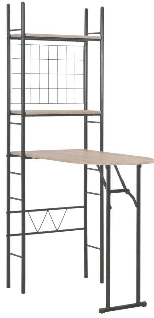 vidaXL Σετ Τραπεζαρίας Πτυσσόμενο με Ραφιέρα 3 τεμ. MDF &amp; Ατσάλι