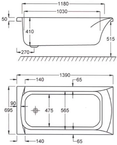 Μπανιέρα Sanitec Rosa-150 x 70 εκ.