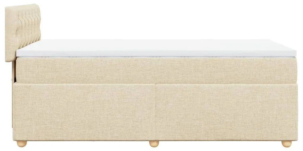 Κρεβάτι Boxspring με Στρώμα Κρεμ 90x190 εκ.Υφασμάτινο - Κρεμ