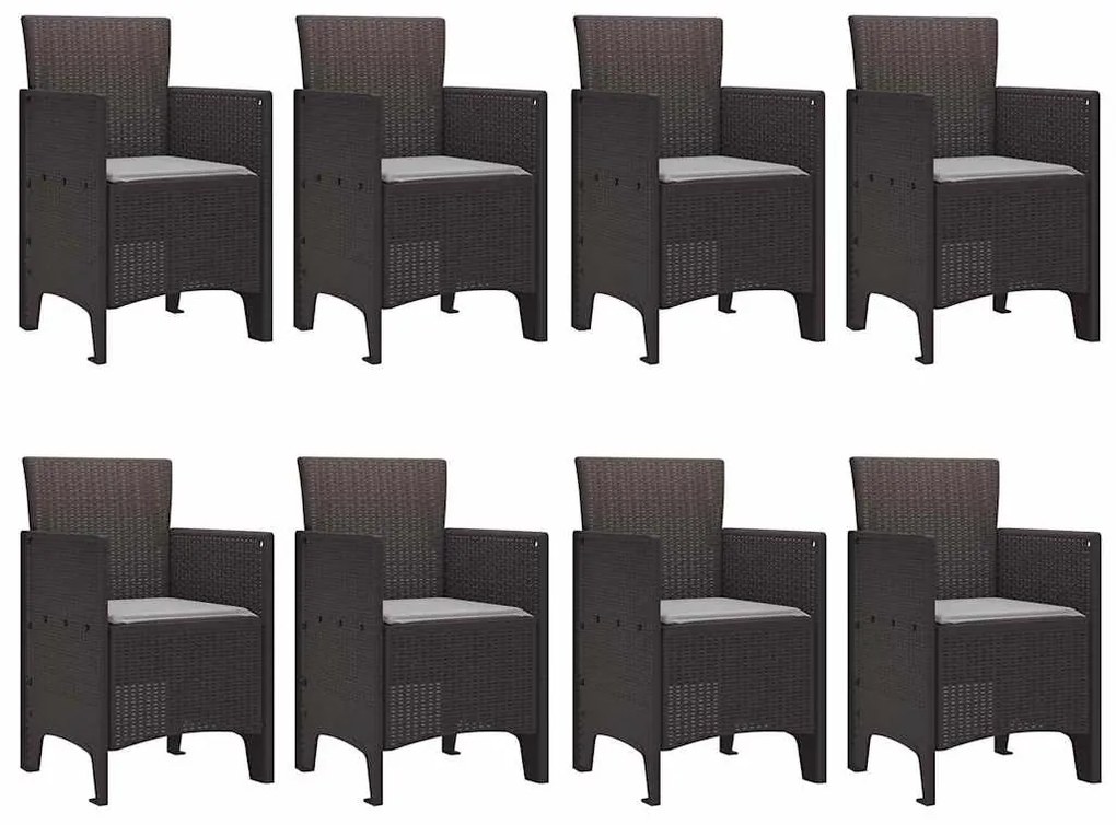 vidaXL Σέτ φαγητού για κήπο 9 pcs Καφέ Rattan Polt