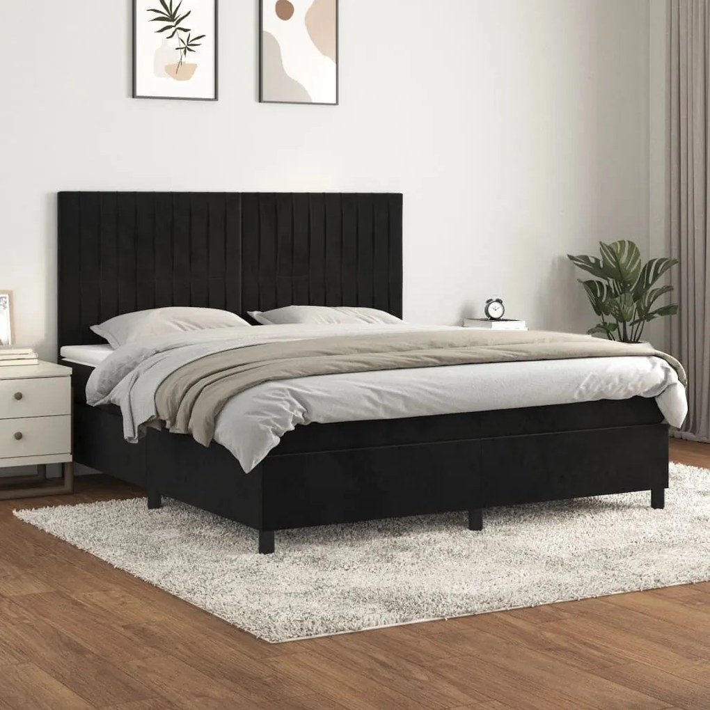 ΚΡΕΒΑΤΙ BOXSPRING ΜΕ ΣΤΡΩΜΑ ΜΑΥΡΟ 180X200 ΕΚ. ΒΕΛΟΥΔΙΝΟ 3143159