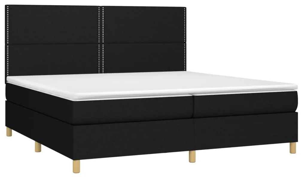 vidaXL Κρεβάτι Boxspring με Στρώμα &amp; LED Μαύρο 200x200 εκ. Υφασμάτινο