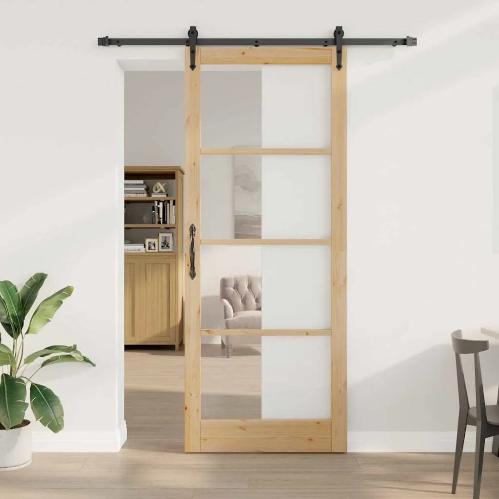 vidaXL Ολισθητή Πόρτα Καφέ 83 x 232 εκ. Ξύλο και μέταλλο