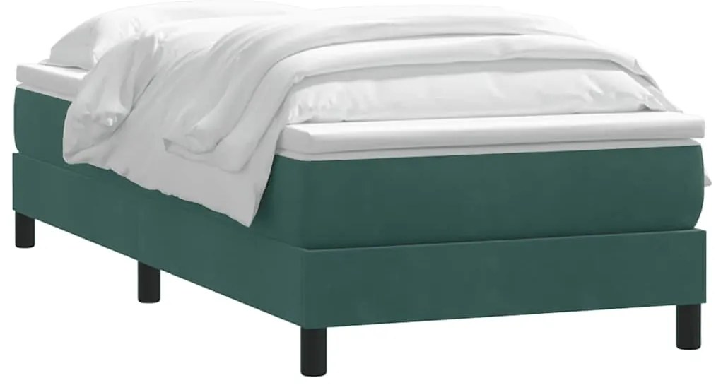 vidaXL Box Spring κρεβάτι με στρώμα σκούρο πράσινο 90x210εκ. Βελούδινο