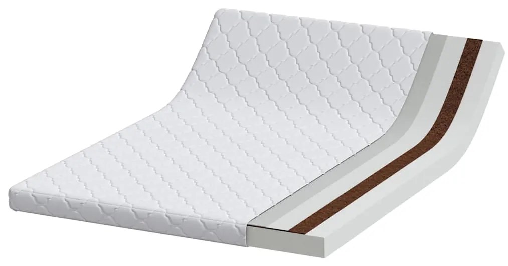 vidaXL Στρώμα με Επίστρωμα Καρύδας Λευκό 200 x 140 cm PU Αφρός