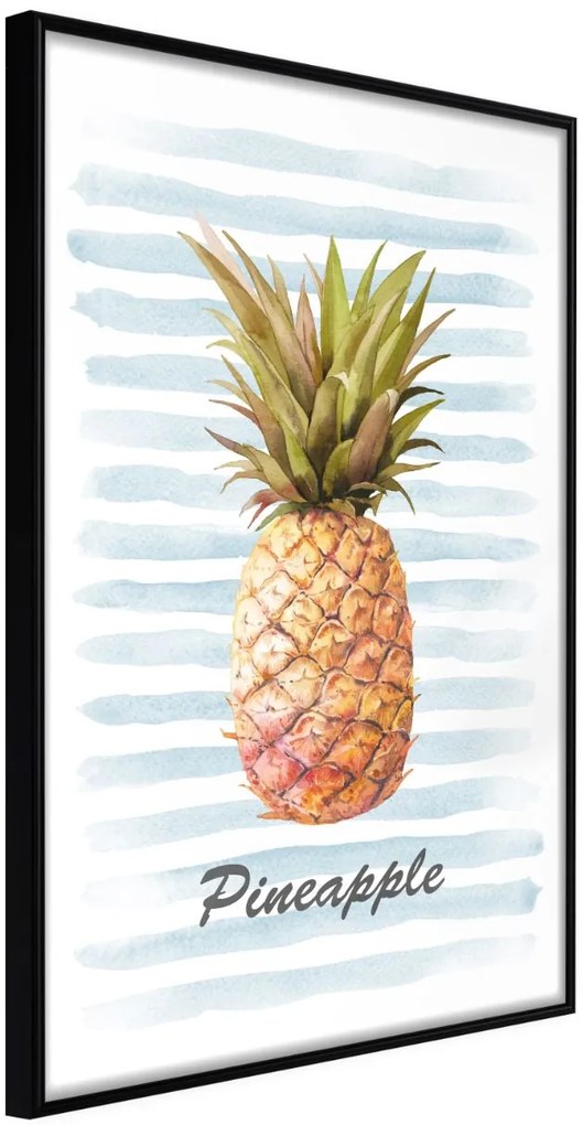 Αφίσα - Pineapple on Striped Background - 20x30 - Μαύρο - Χωρίς πασπαρτού