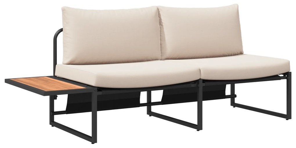 vidaXL Καναπές Κήπου με μαξιλάρι Καφέ 200.5 x 70 x 85.5εκ Μέταλλο