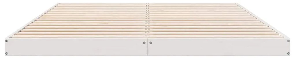vidaXL Κρεβάτι δαπέδου Λευκό 160 x 210 cm Μασίφ ξύλο πεύκου