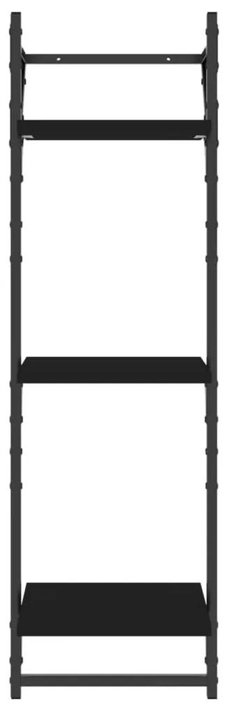 Ράφια Τοίχου 3 Επιπέδων με Μπάρα 2 τεμ. Μαύρα 30x25x100 εκ. - Μαύρο