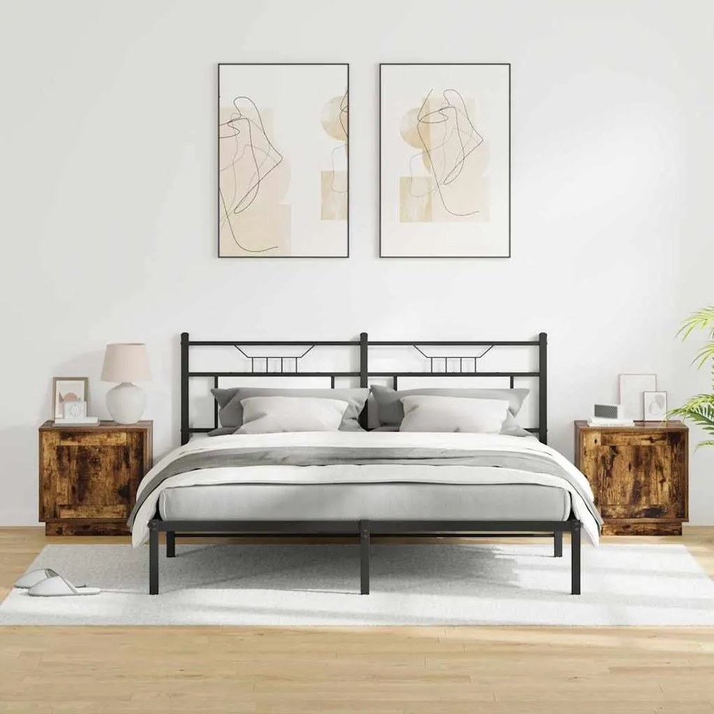 vidaXL Κομοδίνα με LED Φώτα 2 τμχ Καπνιστό Δρυς 44x34,5x45 εκ.