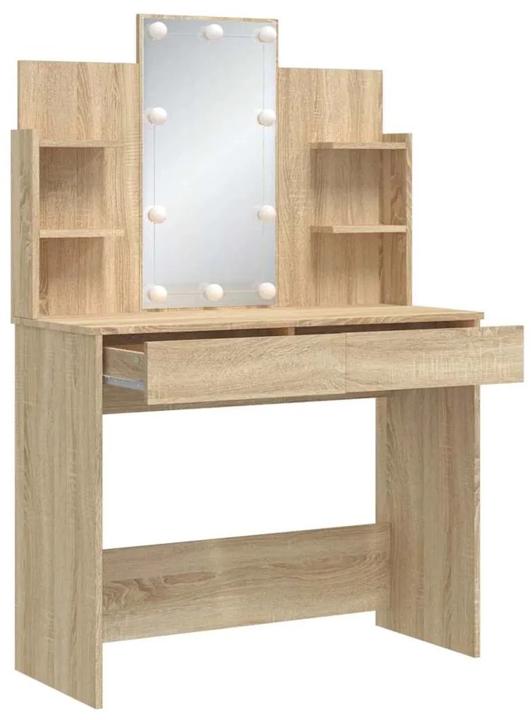 vidaXL Μπουντουάρ με LED Φώτα Sonoma Δρυς 96 x 40 x 142 εκ.
