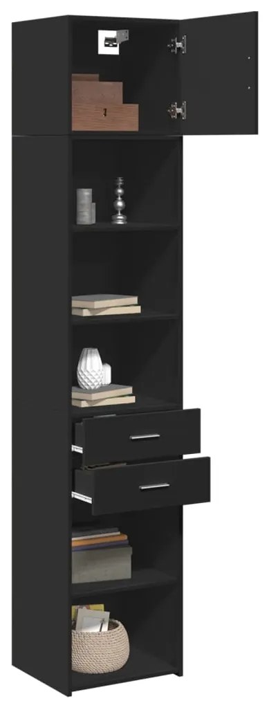 vidaXL Ντουλάπι Αποθήκευσης Στενό Μαύρο 45x42,5x225 εκ. Επεξεργ. Ξύλο