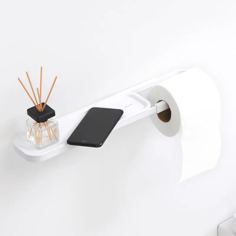 Βάση χαρτιού τουαλέτας με ράφι Brabantia MindSet 1005668, Εύκολη εγκατάσταση, Ορυκτή επίστρωση, Λευκό