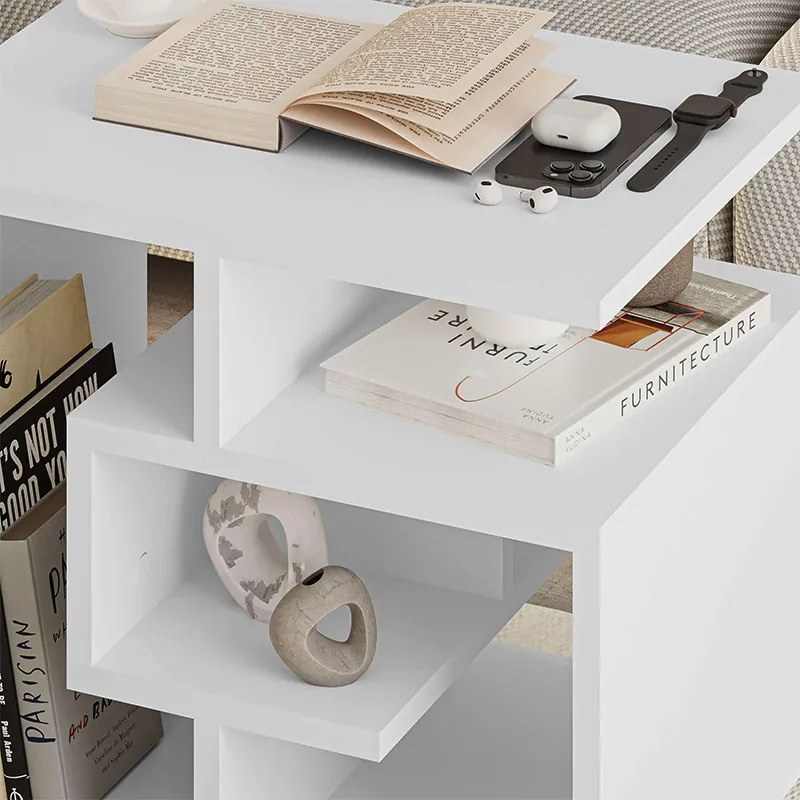 Βοηθητικό τραπεζάκι Labirent Megapap Megapap χρώμα λευκό 54x40x45εκ.