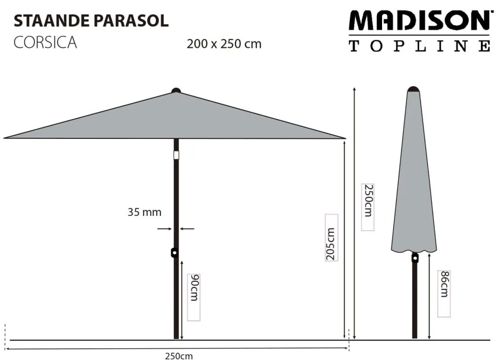 Madison Ομπρέλα Κήπου Corsica Taupe 200 x 250 εκ.