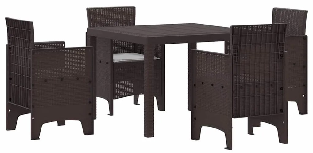 vidaXL Σέτ φαγητού για κήπο 5 pcs Καφέ Rattan Polt