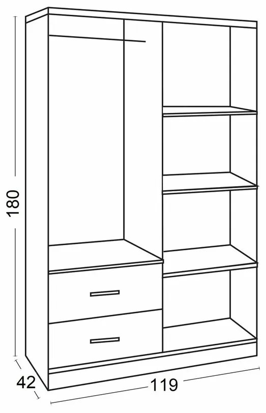 Ντουλάπα Mesa C105, Κερασί, 180x119x42cm, Πόρτες ντουλάπας: Με μεντεσέδες