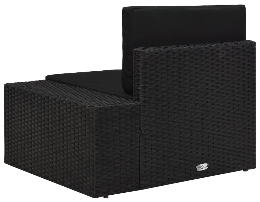 vidaXL Καναπές Γωνιακός Τμηματ. Μαύρος Συνθ. Ρατάν με Αριστερό Μπράτσο