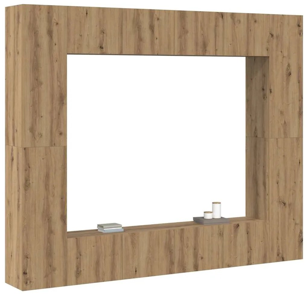 vidaXL Ντουλάπι TV 8 pcs Καφέ 221 x 30 x 180 εκ. Επεξεργασμένο ξύλο