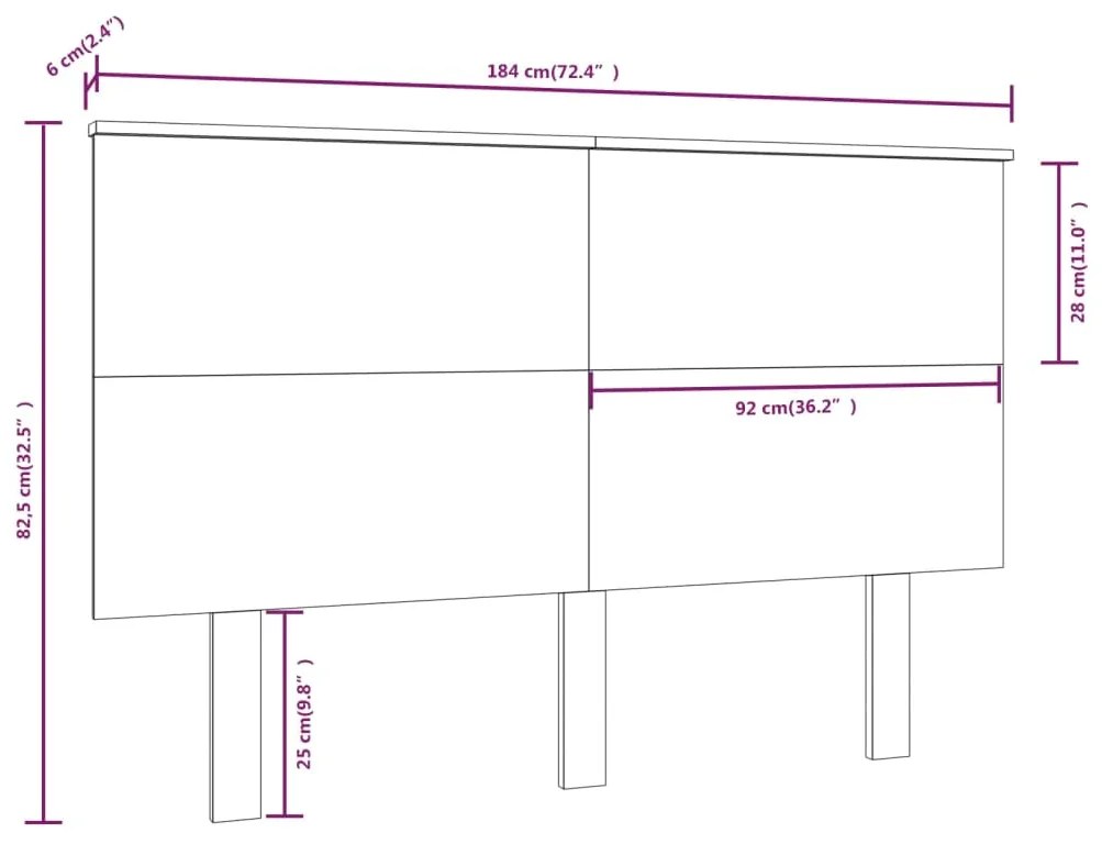 vidaXL Κεφαλάρι Κρεβατιού Λευκό 184x6x82,5 εκ. Μασίφ Ξύλο Πεύκου