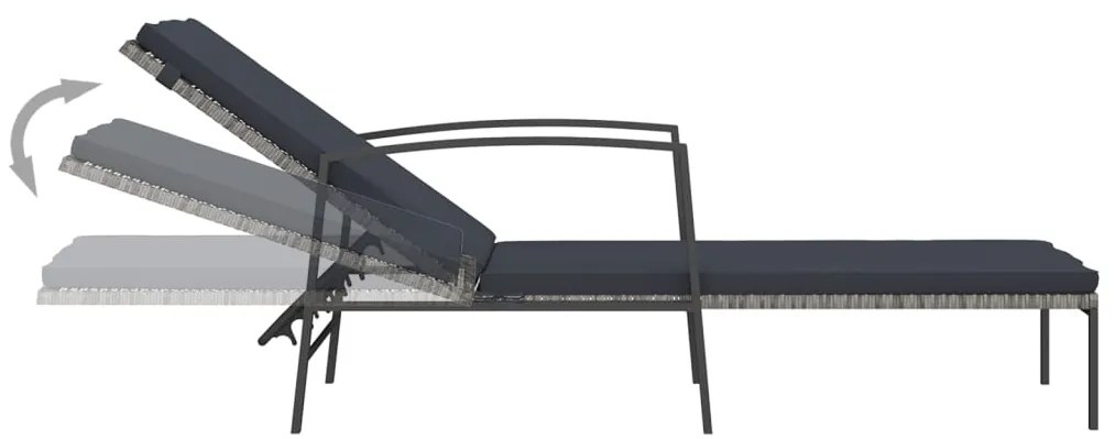 vidaXL Ξαπλώστρες 2 τεμ. Γκρι από Συνθετικό Ρατάν με Τραπέζι