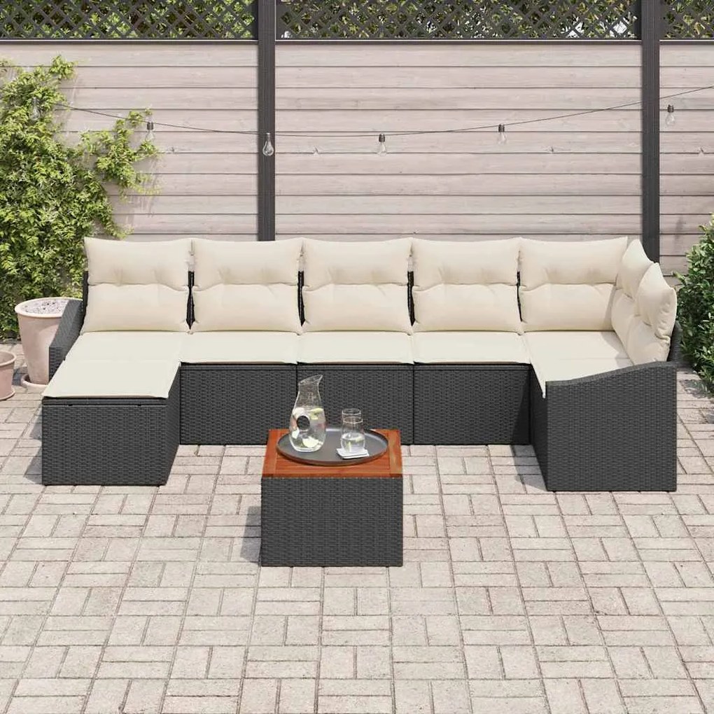 vidaXL Σετ Καναπέ Κήπου 8 pcs Μαύρος, λευκός