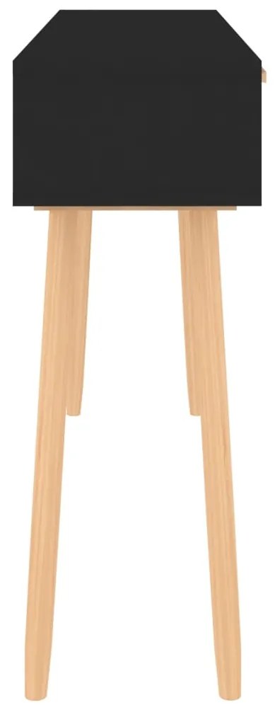 vidaXL Τραπέζι Κονσόλα Μαύρο 105x30x75 εκ. Μασίφ Πεύκο &amp; Φυσικό Ρατάν