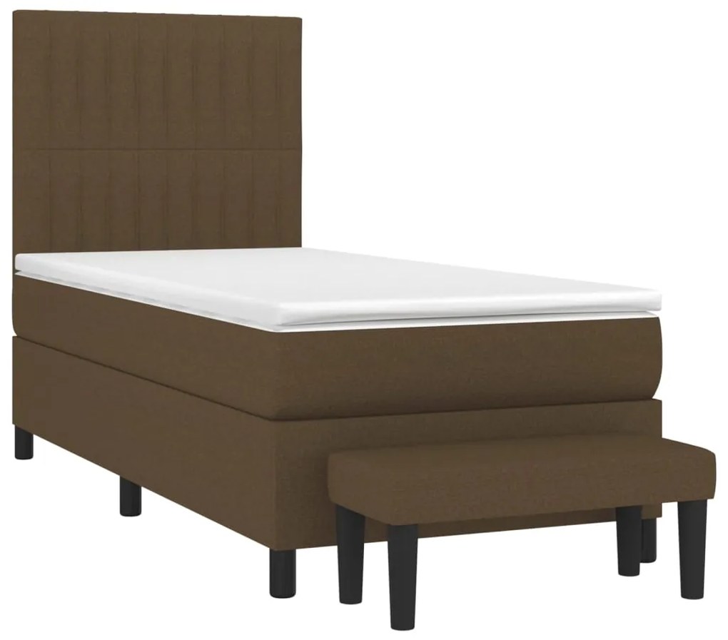 vidaXL Κρεβάτι Boxspring με Στρώμα Σκούρο Καφέ 80x200 εκ. Υφασμάτινο