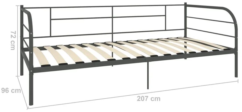 Πλαίσιο για Καναπέ - Κρεβάτι Γκρι 90 x 200 εκ. Μεταλλικό - Γκρι