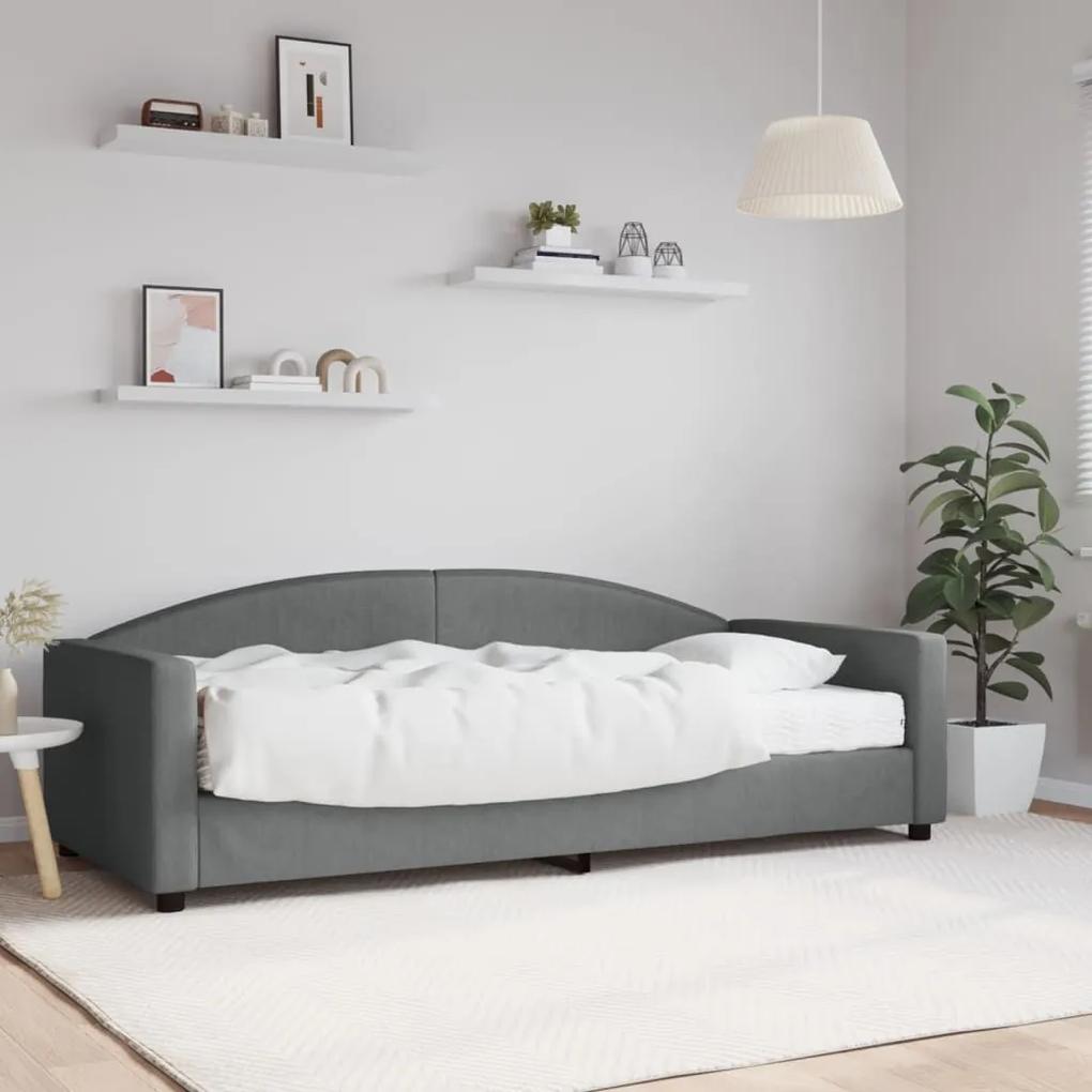 Καναπές Κρεβάτι με Στρώμα Σκούρο Γκρι 90 x 200 εκ. Υφασμάτινο - Γκρι