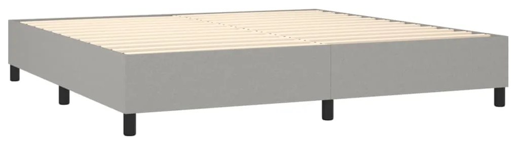 vidaXL Κρεβάτι Boxspring με Στρώμα Ανοιχτό Γκρι 200x200 εκ. Υφασμάτινο