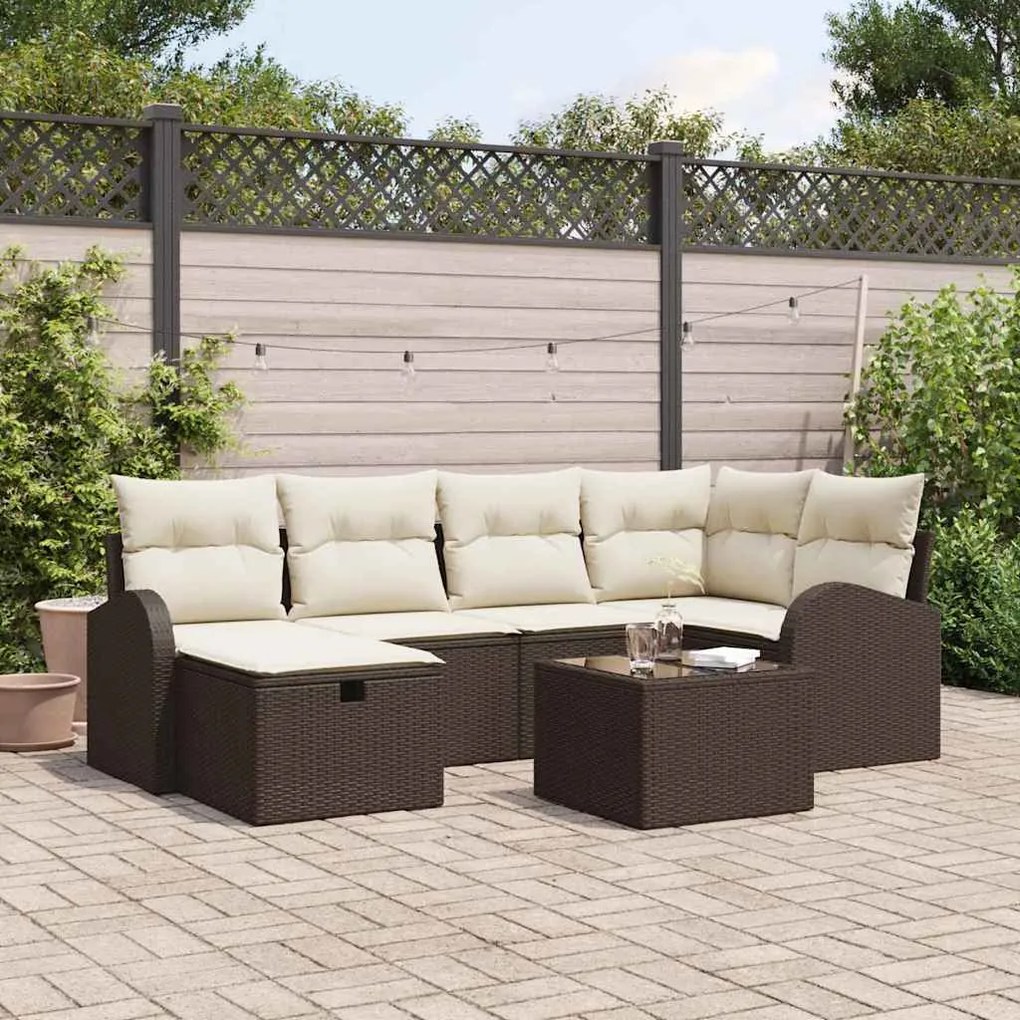 vidaXL Σετ Καναπέ Κήπου 7 pcs Καφέ και κρεμ 234 x 124 x 85 εκ