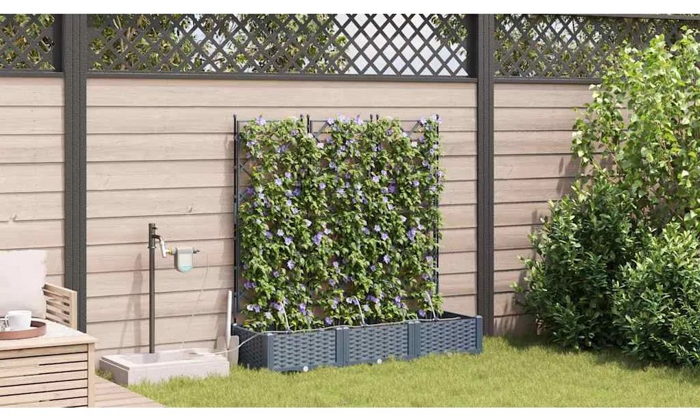 vidaXL Ζαρντινιέρες κήπου Ανοιχτό γκρι 120 x 40 x 126 cm Ατσάλι
