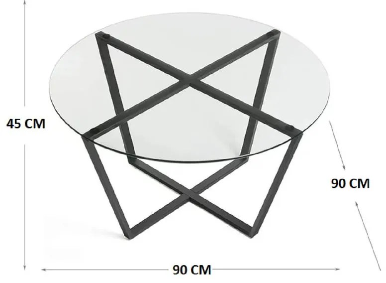 Τραπέζι σαλονιού Quendy μαύρο μέταλλο-γυαλί Φ90x45εκ 90x90x45 εκ.