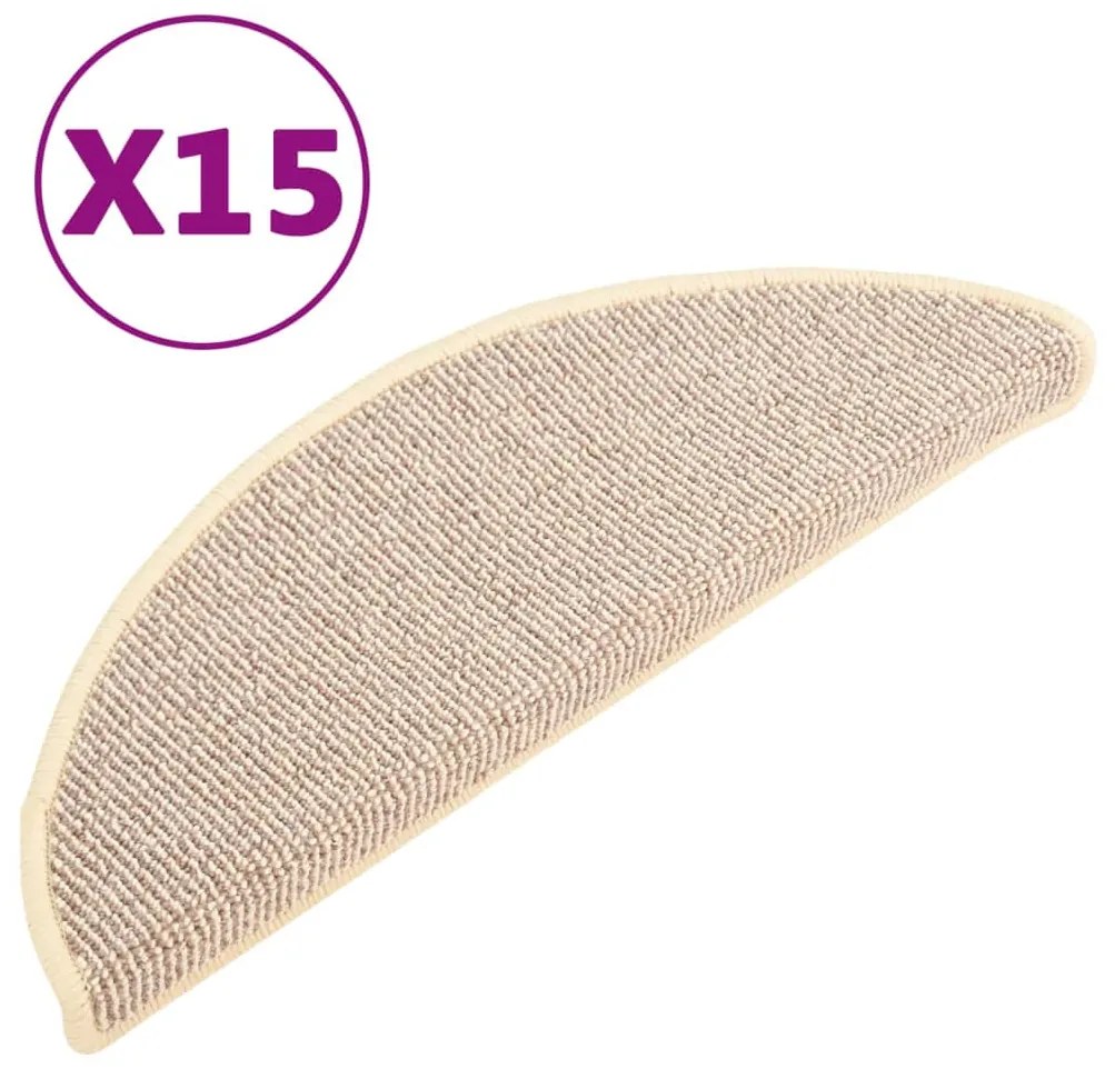 vidaXL Πατάκια Σκάλας Μοκέτα 15 τεμ. Λευκά / Καφέ 65 x 21 x 4 εκ.