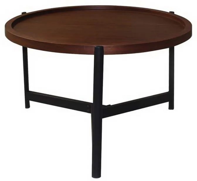 Τραπεζάκι Σαλονιού Toss ΕΜ9609,2 D.70 H.40cm Black-Walnut Mdf,Μέταλλο