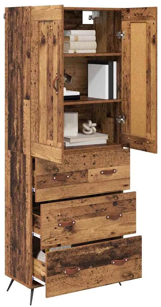 vidaXL Highboard Παλιό Ξύλο 69,5 x 34 x 180 εκ. Επεξεργασμένο ξύλο