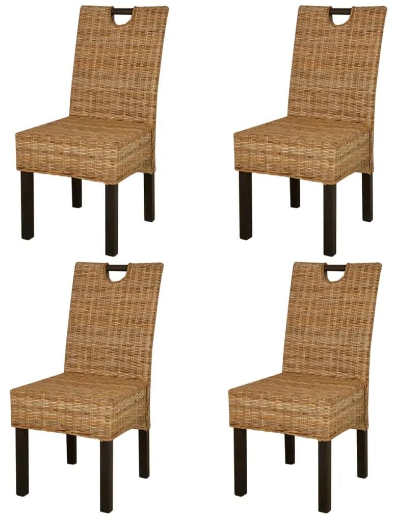 Καρέκλες Τραπεζαρίας 4 τεμ. από Ρατάν Kubu και Ξύλο Μάνγκο