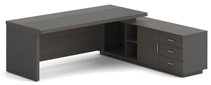 WOODWELL ΕΟ929,RVIP Γραφείο Δεξιά Γωνία, Απόχρωση Grey Walnut 180x90x75/180x50x62 cm ΕΟ929,R