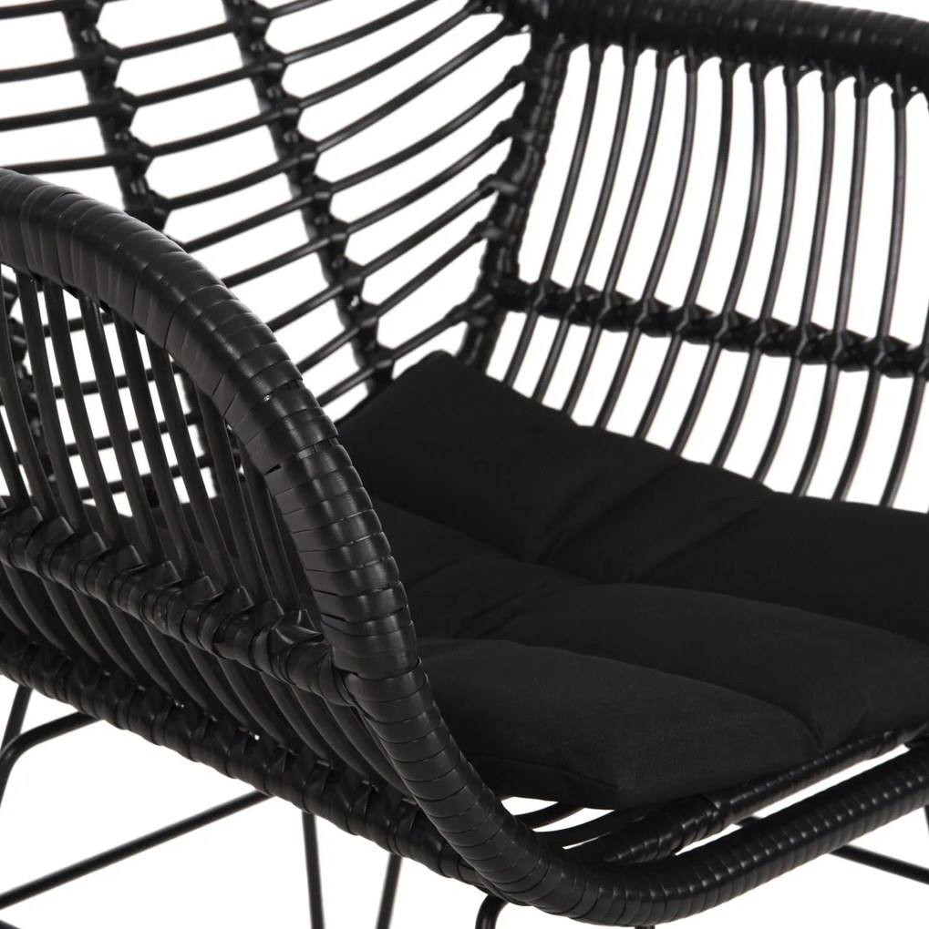Καρέκλα Πολυθρόνα ALLEGRA C5450.32 Μεταλλική με Μαύρο Wicker &amp; Μαξιλάρι 58x59x82Υεκ. 58x59x82 εκ.