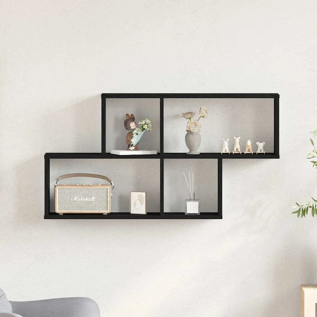 vidaXL Ράφι Τοίχου Μαύρη δρυς 76 x 15 x 53 εκ Επεξεργασμένο ξύλο