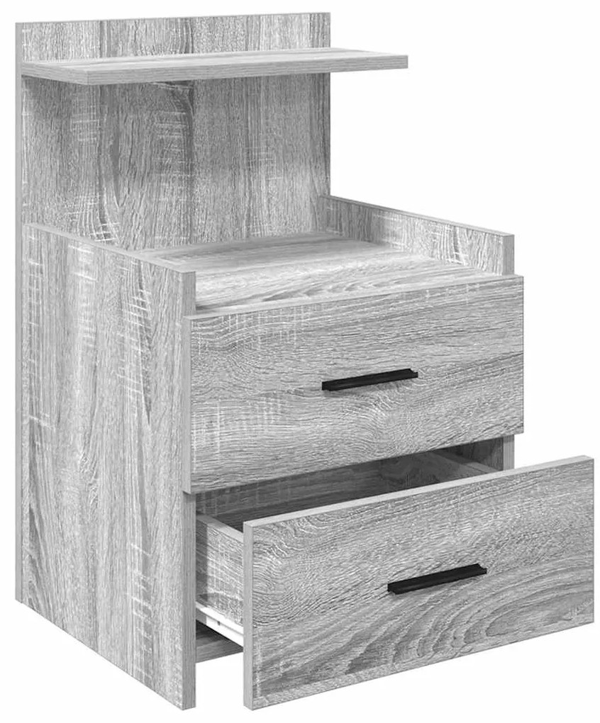 vidaXL Κομοδίνο με 2 Συρτάρια Γκρι Sonoma 40x36,5x62 εκ.