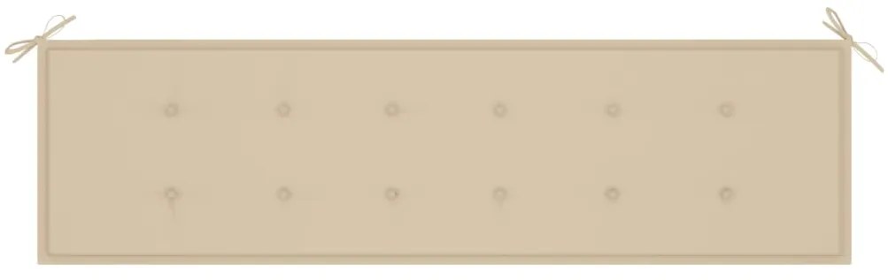 vidaXL Παγκάκι Κήπου 175 εκ. από Μασίφ Ξύλο Teak με Μπεζ Μαξιλάρι