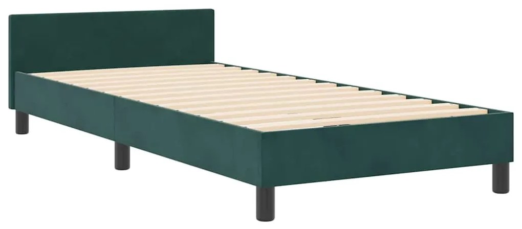 vidaXL Σκελετός Κρεβατιού Σκούρο πράσινο 90 x 190 cm Βελούδο